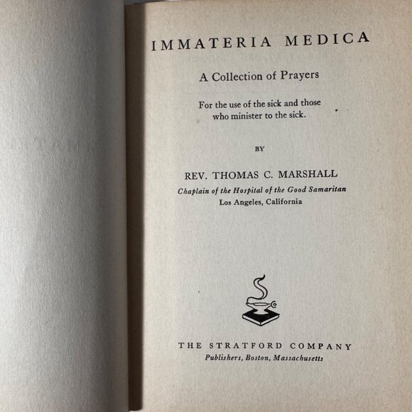 Immateria Medica Hardcover 1st Edition 1934 Rev Thomas C Marshall Chaplin Prayer - Picture 2 of 14